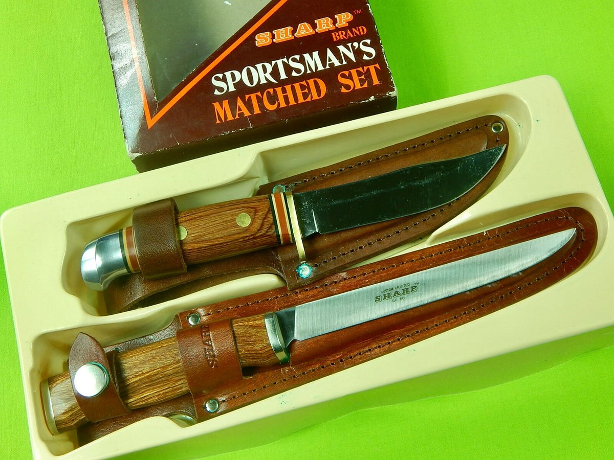 Vintage Sharp Brand Japan Made Sportsman's Matched 2 Knife 