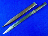 German Germany WW1 Model 1914 Saw Back Mauser Bayonet Knife w/ Scabbard