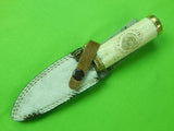 Vintage Custom Handmade Indian Head Carved Handle Hunting Knife & Sheath