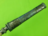 Antique Old Philippines Fancy Punal Moro Kris Fighting Knife w/ Scabbard