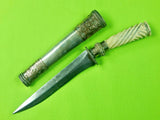 Antique Old Philippines Fancy Punal Moro Kris Fighting Knife w/ Scabbard 