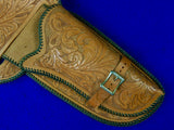 US Custom Hand Made Carved Leather Belt w/ Gun Holster