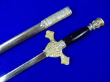 Vintage Old US Knights of Columbus Fraternal Masonic Sword with Scabbard