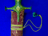 Antique 19 Century Middle East Islamic Indian India Tulwar Gold Damascus Sword Swords w/ Scabbard