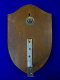 Vintage John Ek Throwing Knives WW2 Knife Maker Personal Wood Coat Arms Plaque